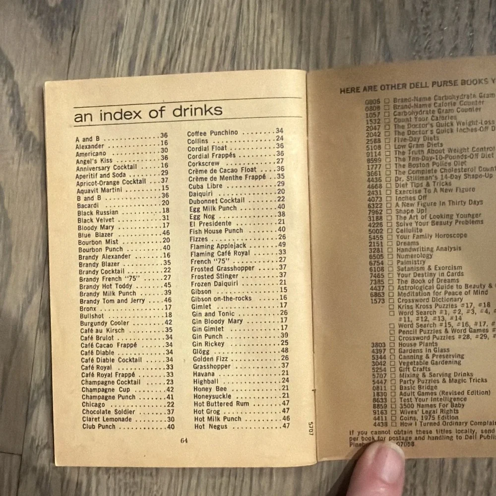 Vintage 1963 Mixing & Serving Drinks Guide Cocktails Recipes‎ Dell Purse Book
